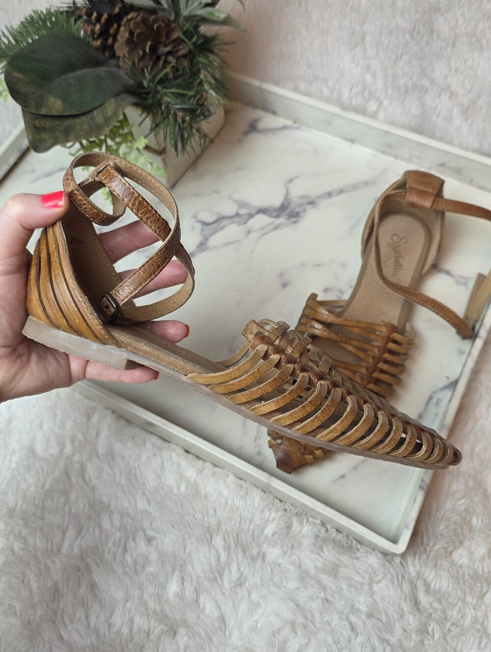 SEYCHELLES Trinket Brown Woven Huarache Leather Sandals Boho Hippie Size 8.5 - Picture 4 of 11